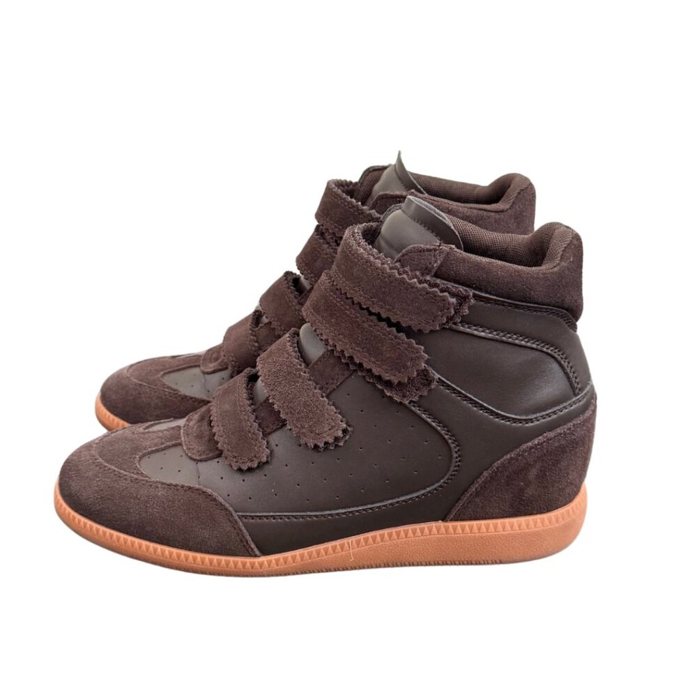 Steve Madden Mustang Suede High Top Wedge Velcro Sneakers Size 9